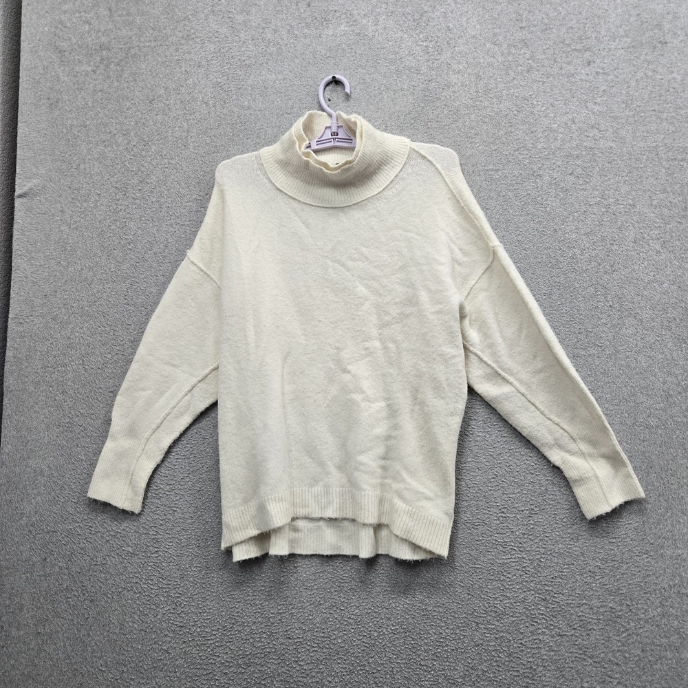Free People Women Sweater XS Cream Afterglow Mock Oversized Pullover